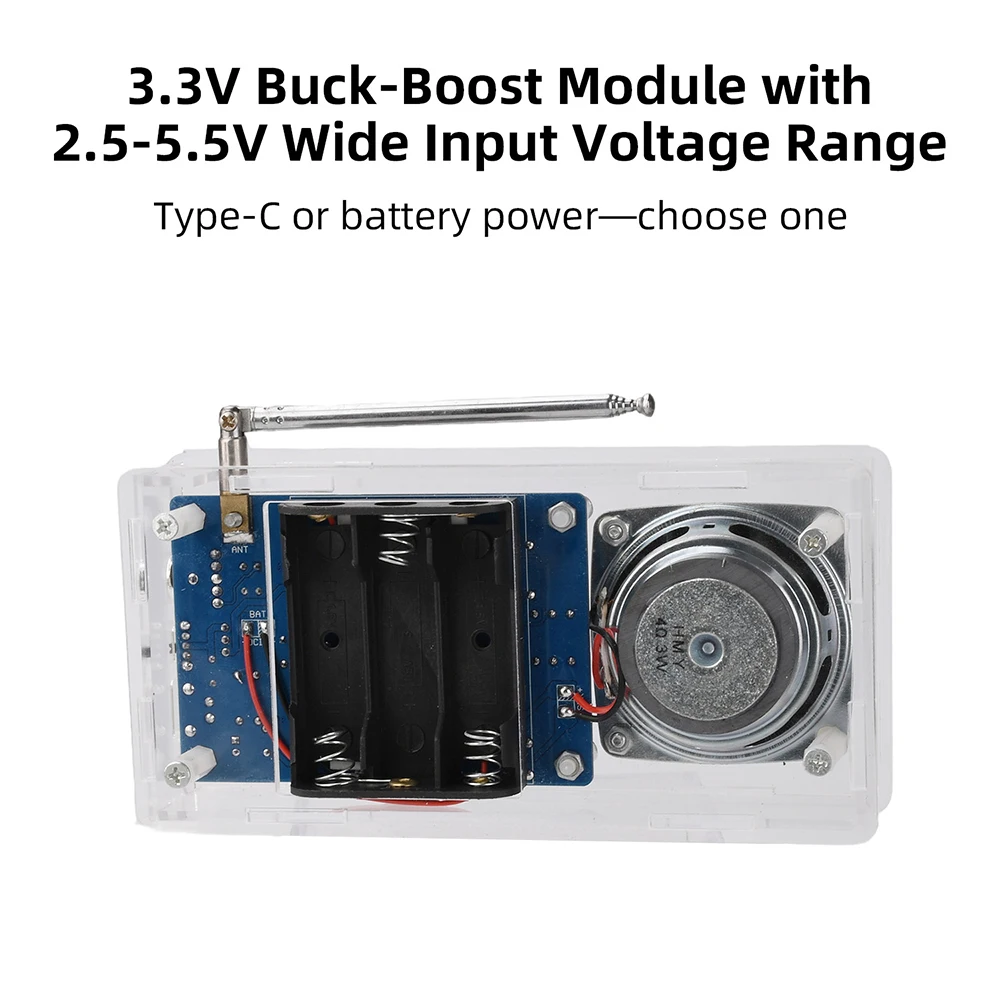 87.5MHz~108MHZ FM Radio Soldering Kit Digital Display FM Radio Electronic Soldering Learning PCB Type-C DIY Electronic Kit