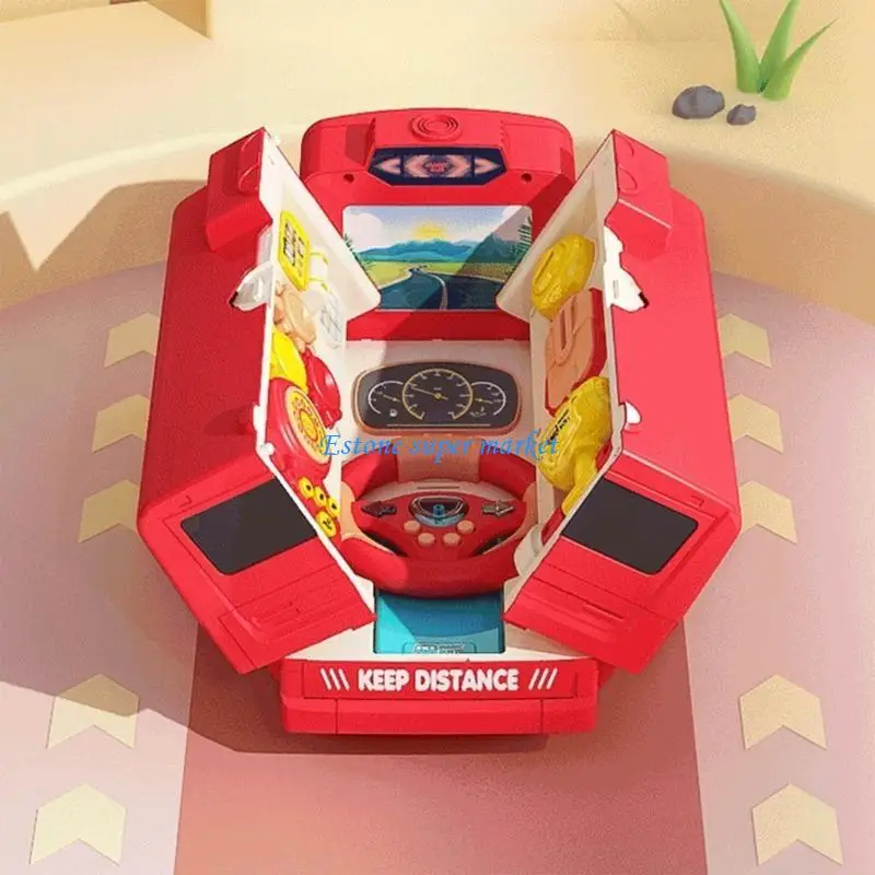 090B Đồ chơi xe buýt âm nhạc Lái xe vô lăng Đồ chơi cho trẻ mới biết đi Đồ chơi phát sáng Vroom