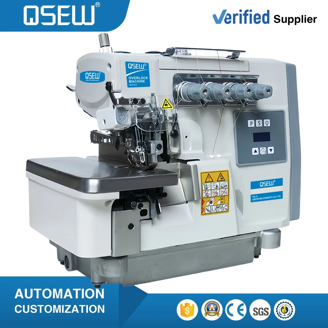 QS-D5L NEW MODEL Direct Drive High Speed Energy Saving 3 Needle 5 Thread Industrial Overlock Industrial Sewing Machine