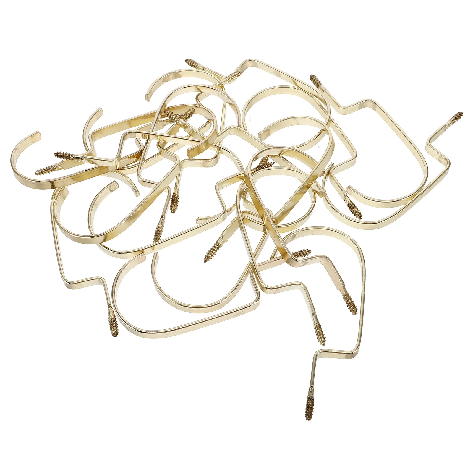 

20pcs Heavy Duty Flat Metal Hanger Hooks Universal Screw-In Clothes Hook Attachments For Shirts Pants Scarves Golden