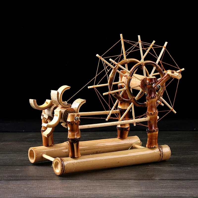 Chinese Wind With Hand Ceremony Bamboo Ferris Wheel Bamboo Windmill Water Wheel Model Purple Bamboo Crafts Children Toy Model