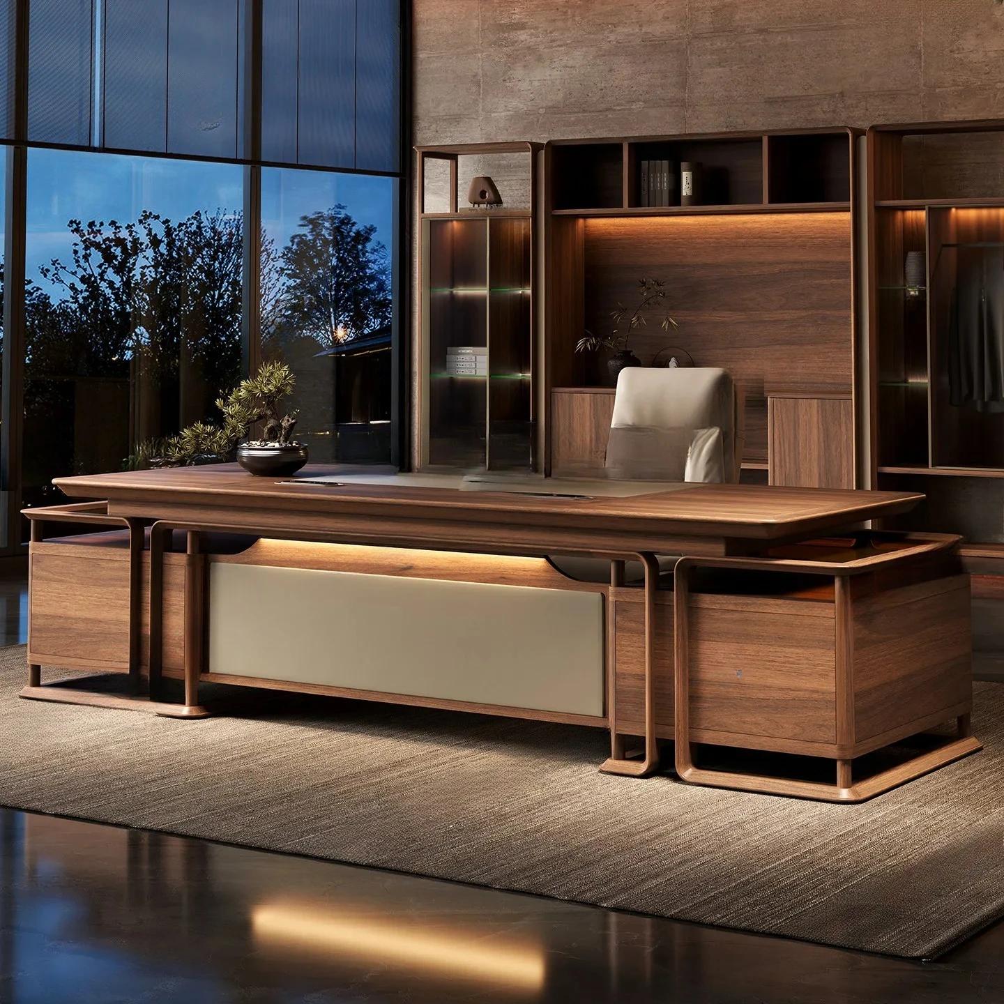 New Chinese-style retro boss table, solid wood large desk, high-end office of the general manager and chairperson