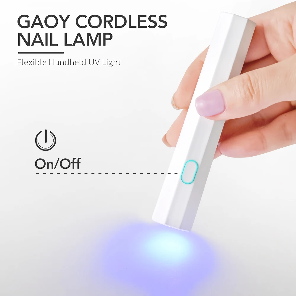 Lámpara LED UV para uñas, minilámpara portátil de mano para esmalte de Gel, secado rápido, recargable por USB, para manicura, 1 piezas