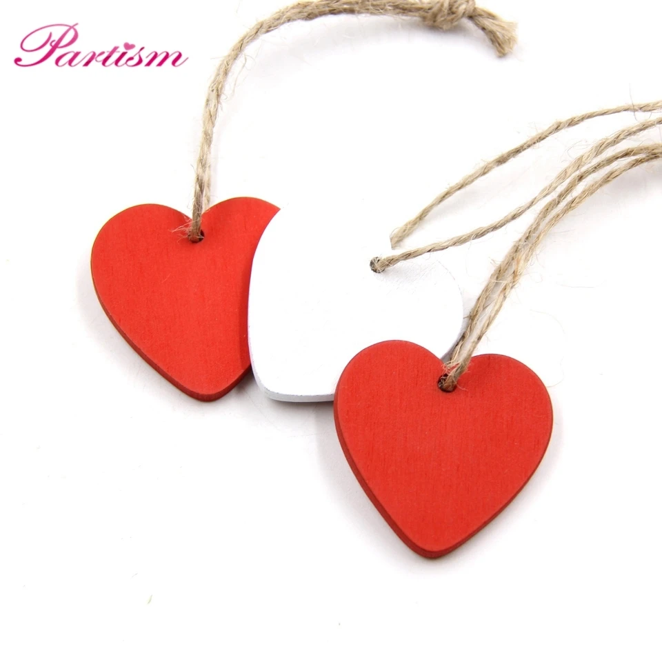 10PCS Heart Wooden Pendants Ornaments Mini Wood Craft Vintage Home Wedding/Birthday Party Decorations Wedding Favors Gifts