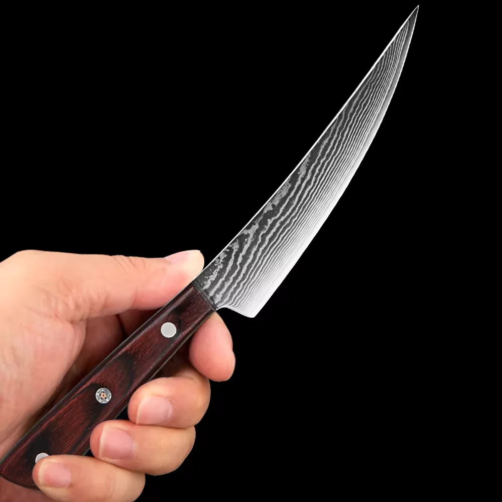 Japanese Damascus VG10 Steel Boning Knife Butcher Fish Fillet Knife Deboning Knife Kitchen Knife Picking Meat Knife BBQ Knife