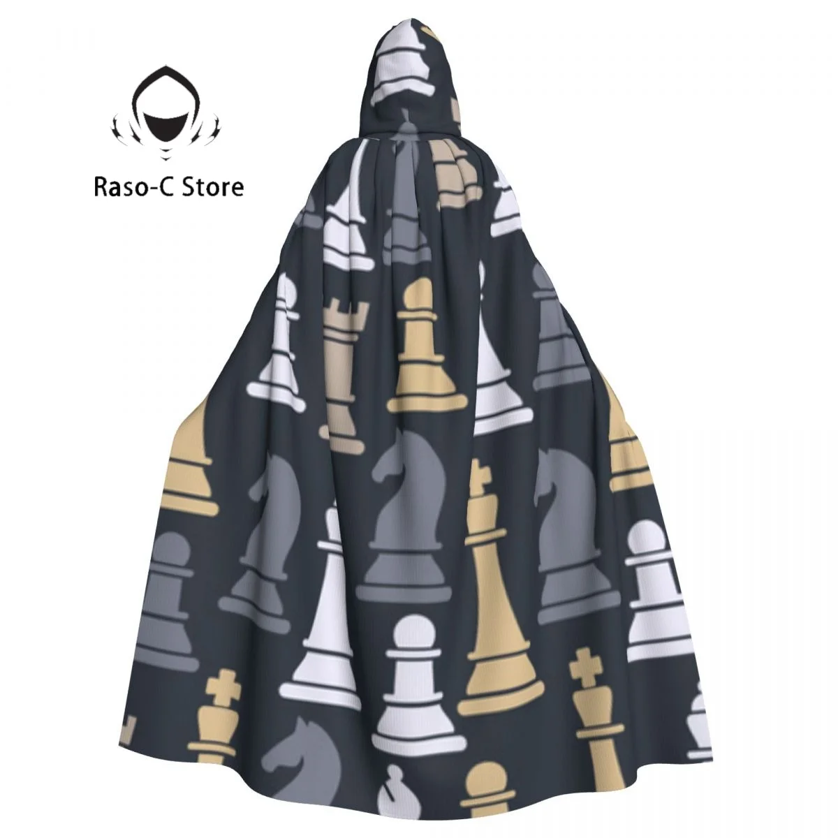 Hooded Cloak Unisex Cloak with Hood Chess Pieces Cloak Vampire Witch Cape Cosplay Costume