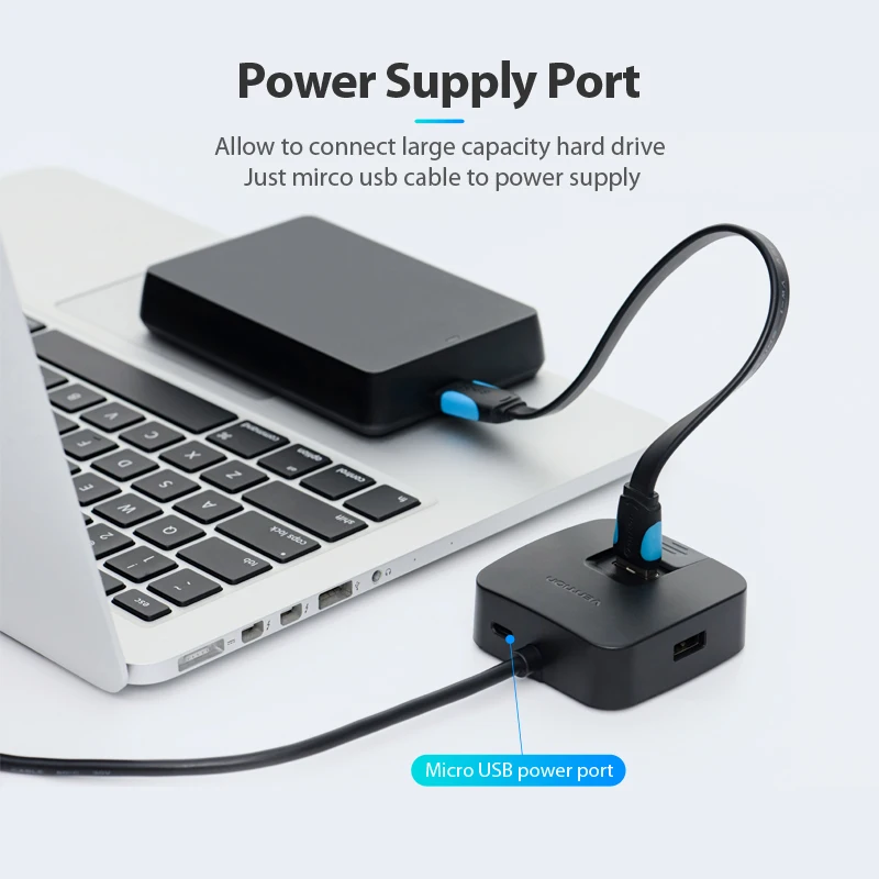 Vention 4 Port USB 3.0 HUB with Micro USB Power Port&Phone Holder USB Splitter Adapter for Laptop Card Reader Tablet Hub 0.5m 1m