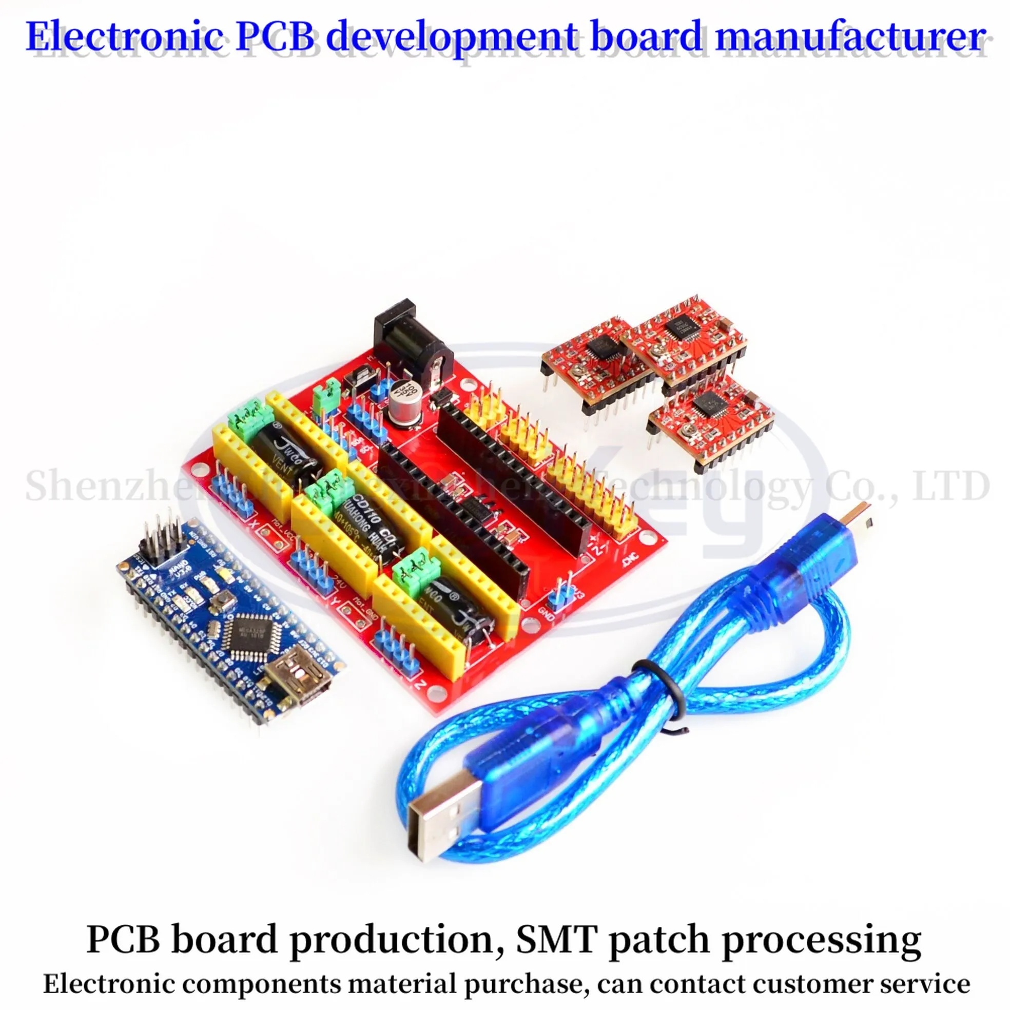 CNC shield V4 engraving machine 3D Printer+3pcs A4988 driver expansion board For Arduino For NANO V3. 0 with USB cable