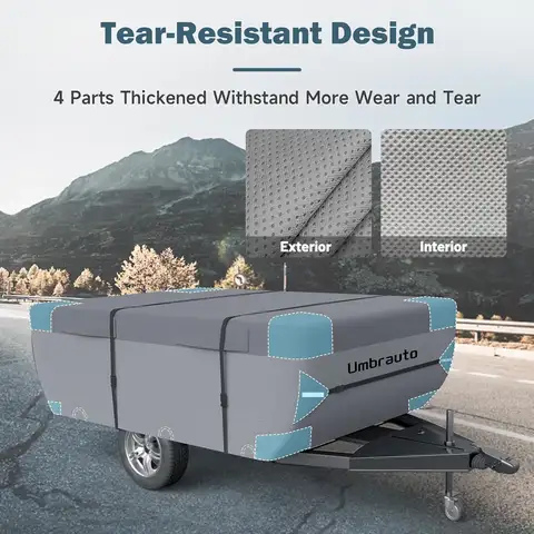Umbrauto Pop Up Folding Camper Cover Upgraded 7 Layers Top Tent Trailer Cover Waterproof Extra Thick Polypropylene Breathable Ri 10 best sales pop up camper - №2