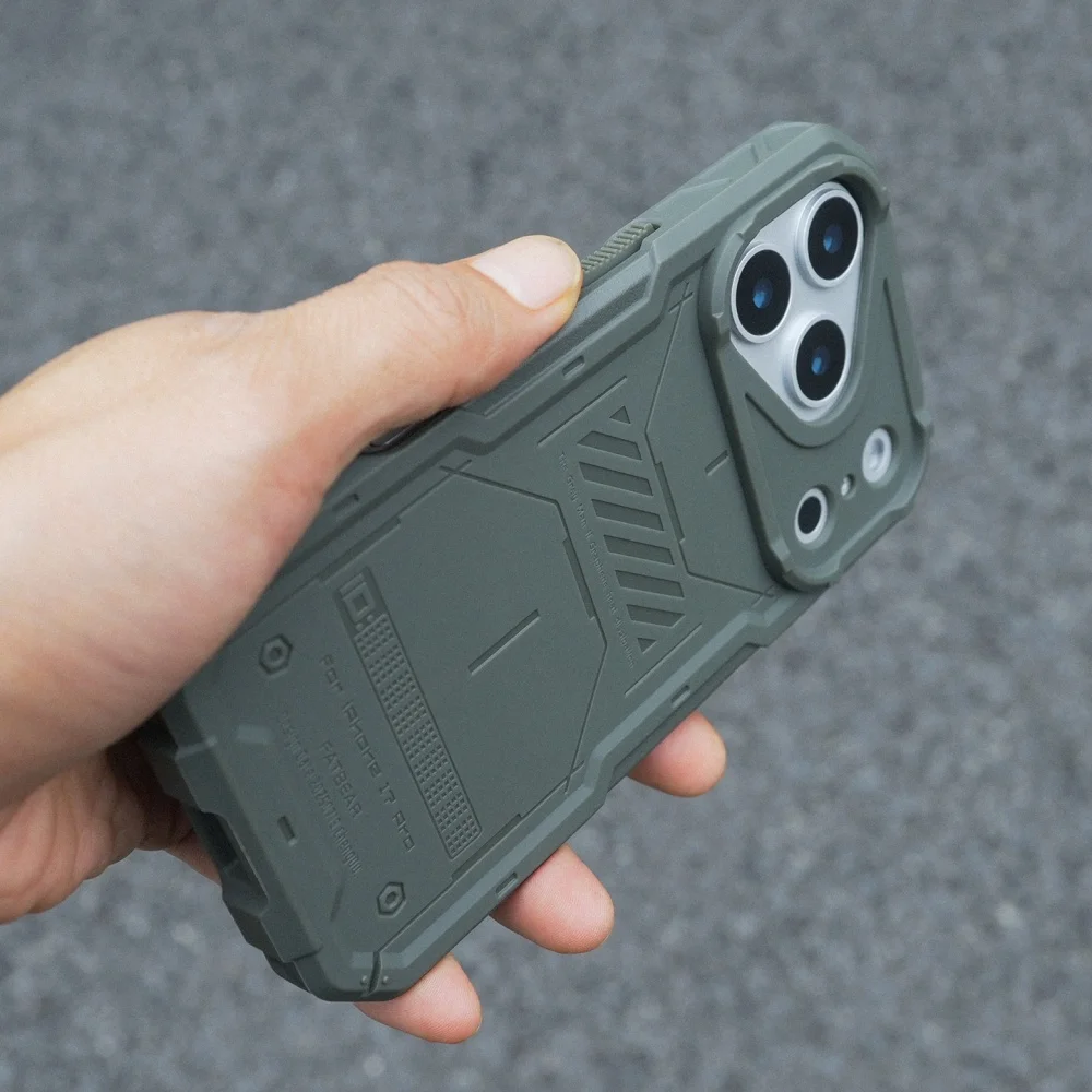Black Green FATBEAR Tactical Military Grade Protective Case Cover for iPhone 17 Pro Max iPhone Air, Graphene Heat Dissipation