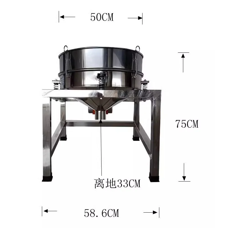 Machine de Tamisage à Vibration Électrique en Acier Inoxydable, Petit Filtre à Poudre, 30/40/50cm