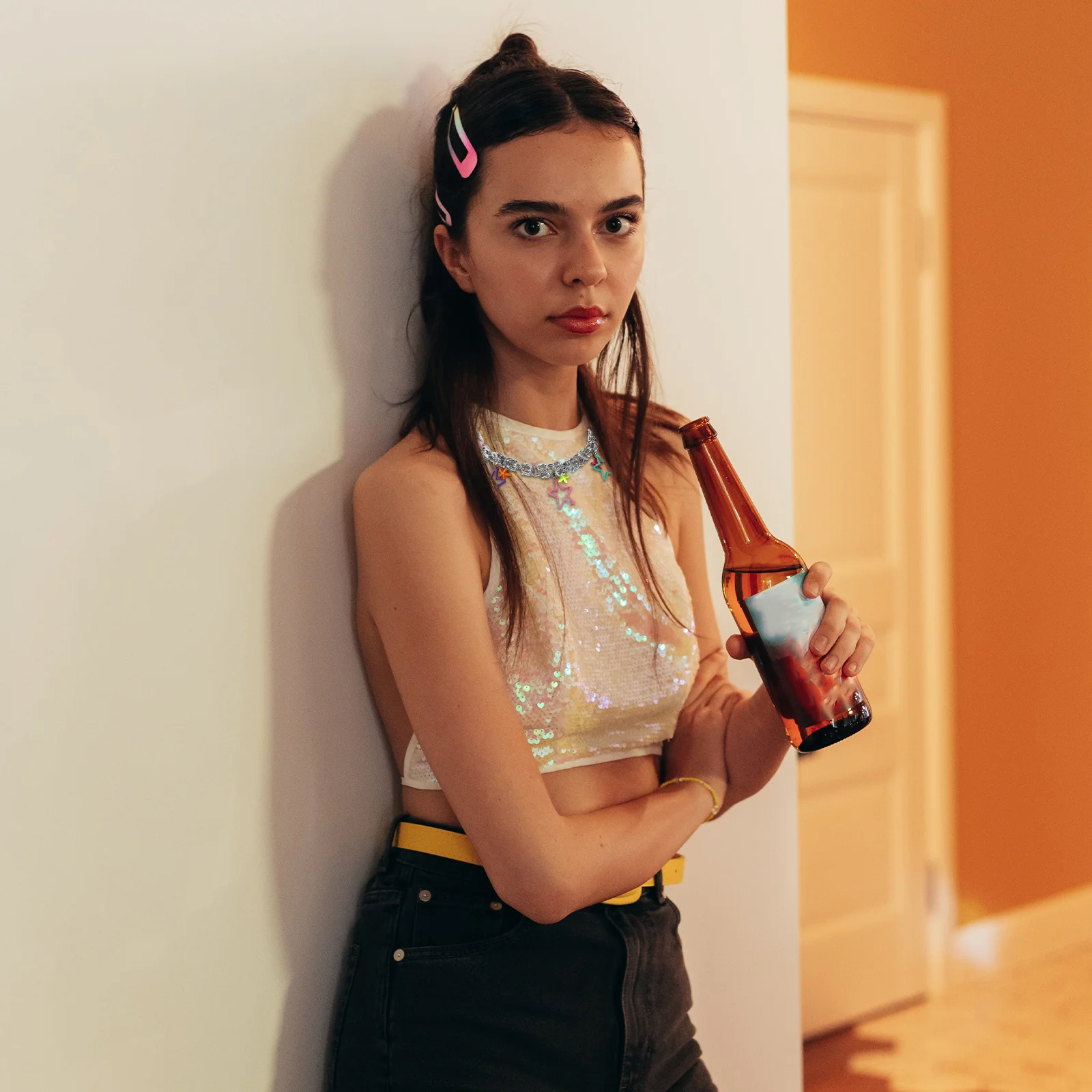 

Colorful Star Pendant Choker Necklace Stylish Collarbone Chain Star Charm Necklace for Women Teens Fashion Jewelry