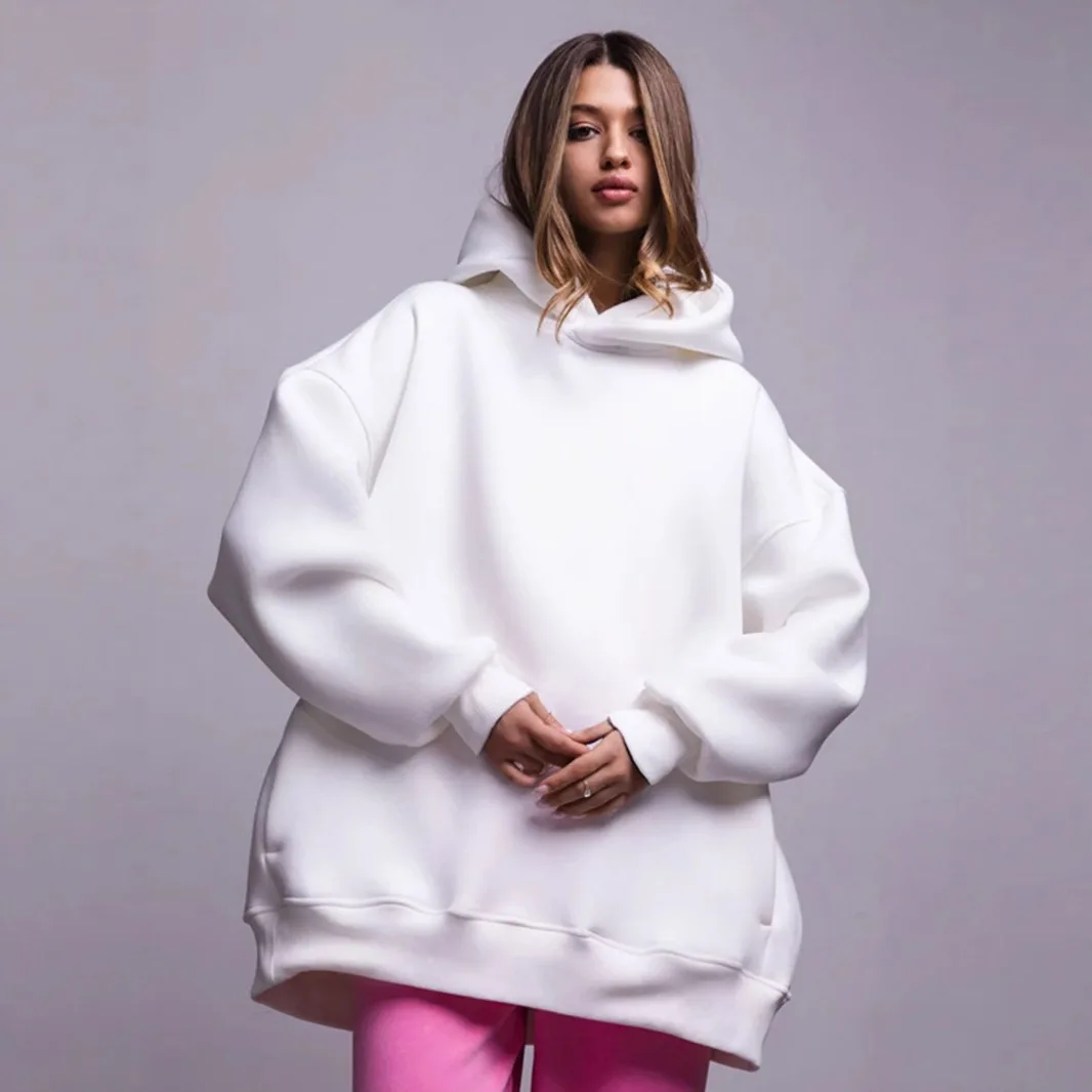 

Solid Color Hoodie Women 2025 New Fashion Casual Loose Pullover Sweatshirt for Autumn Winter