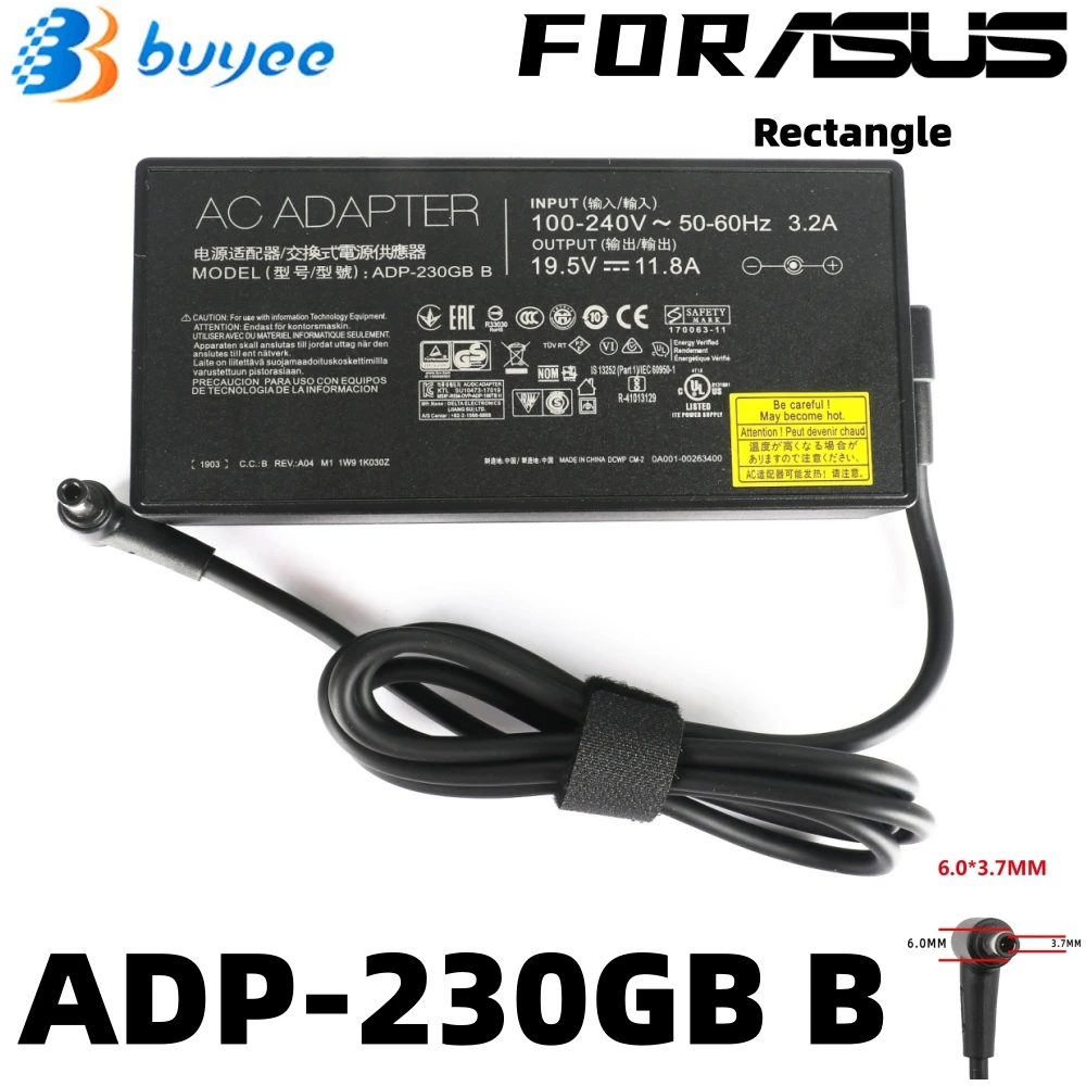 

ADP-230GB B(230W19.5V11.8A) 6.0*3.7mm Tip AC Adapter Charger For Asus ROG Zephyrus GX Strix GU GV GW Series Power Supply Laptops