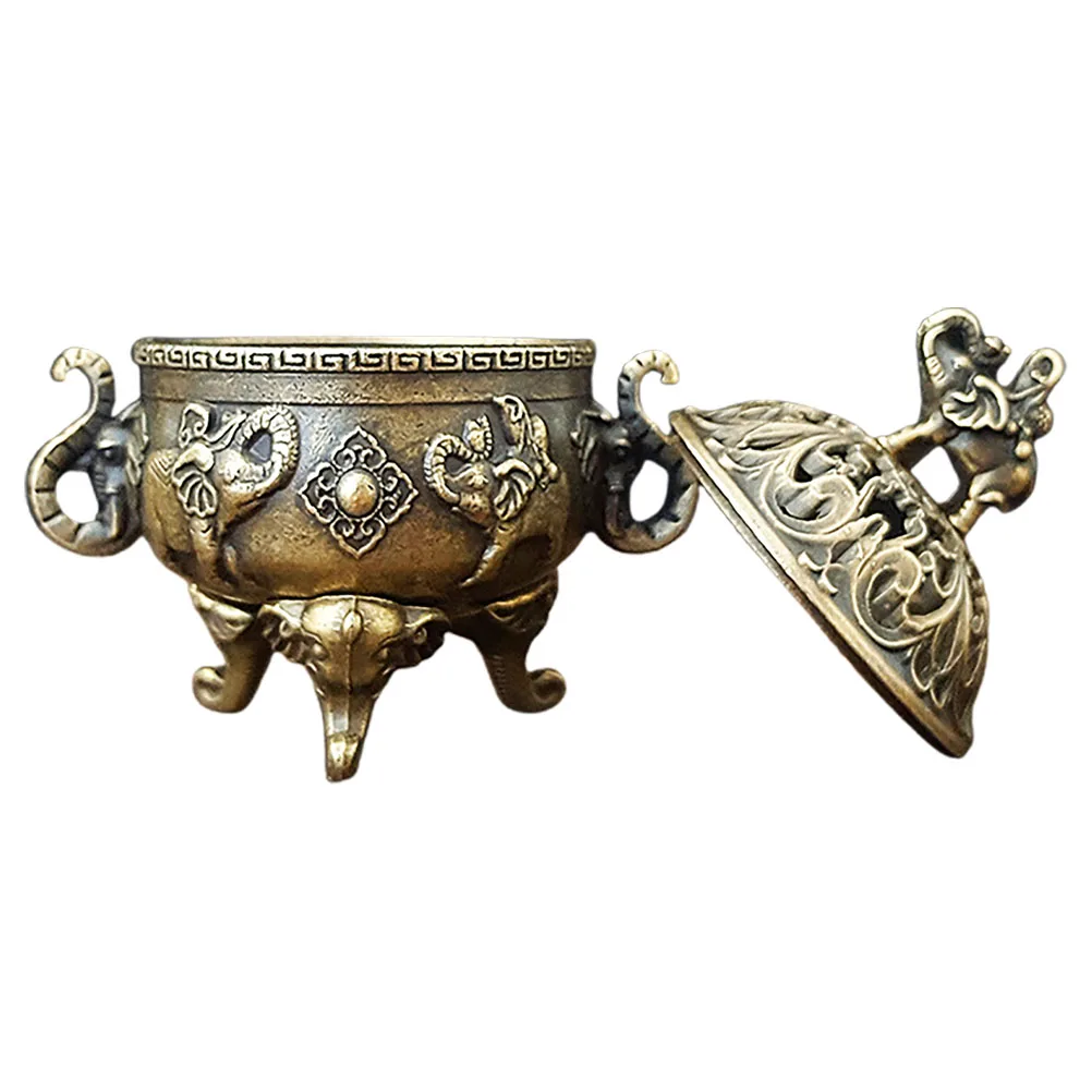 Mini Copper Tripod Incense Burner Design Lidded Elegant Aroma Decorative Stove Household Bronze Censer Stable Structure