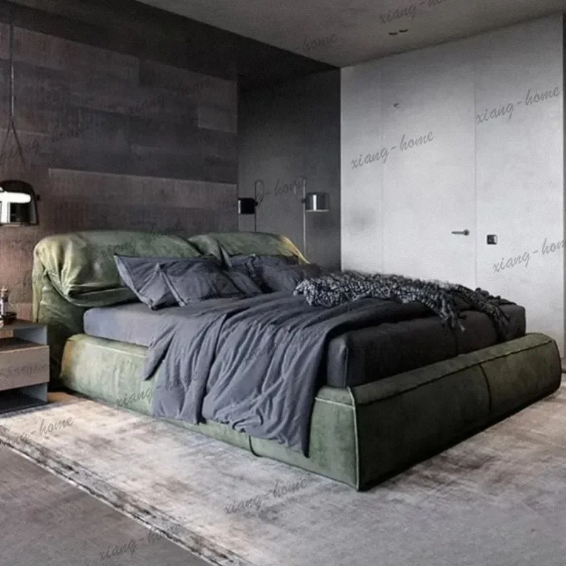 LJY Double Size Bed Frame Tall Headboard Wood Luxury King Size Nightstands Bed Frame Queen Size Modern Cama De Casal Home Furnit