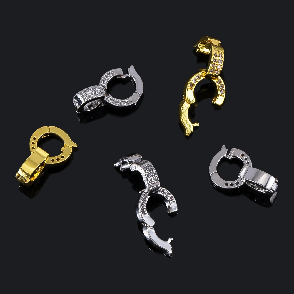 2pcs Round Universal Brass Pendant Clasps With Zircon Inlay Connector For DIY Necklace Pendant Jewelry Making Accessories image 5