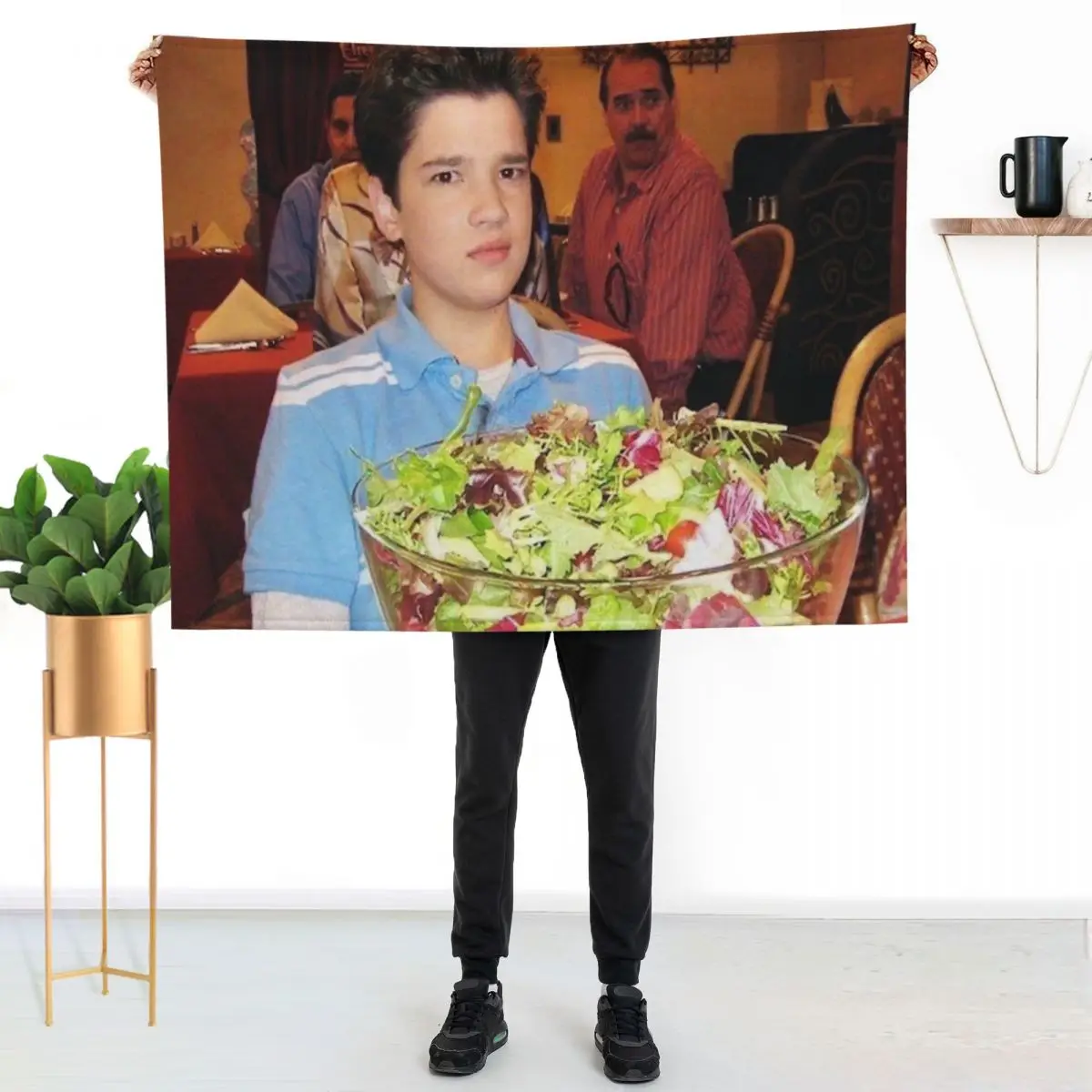 freddie benson with a salad Throw Blanket Plaid on the sofa Designers warm winter Thermal Blankets For Bed Summer Blankets