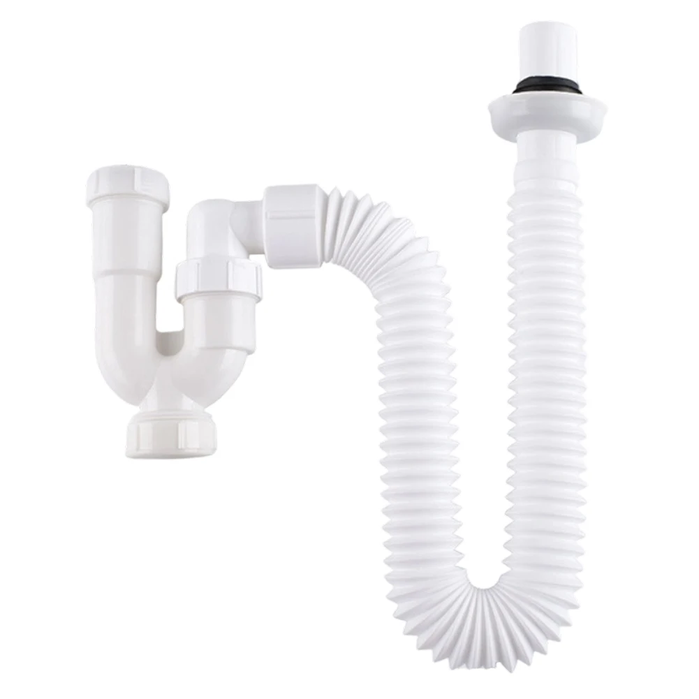 ABS U Shaped Drainage Pipe for Bathroom Sink with Retractable S Shape and Cleaning Port for Easy Blockage Removal