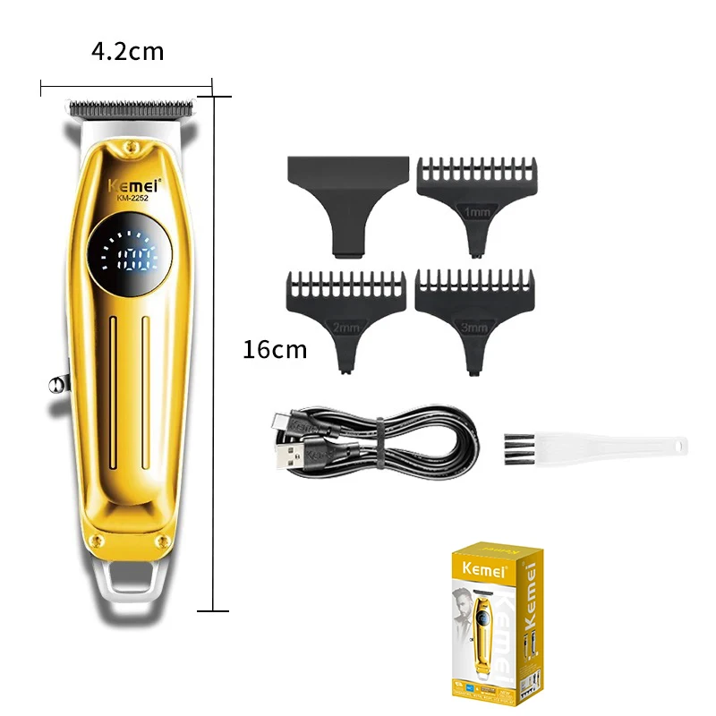 Kemei-ماكينة حلاقة شعر لاسلكية احترافية للرجال ، ماكينة حلاقة شعر خالية من الصدمات ، ماكينة حلاقة شعر قابلة لإعادة الشحن ، ماكينة حلاقة اللحية