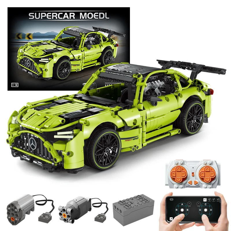 

1139 PCS Technology 1:14 Green Supercar racing building blocks assembled brick car toy gift for boys birthday present