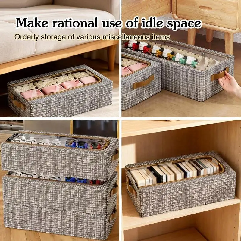 New Sale Foldable Bed Bottom Shoe Box Dustproof No Installation Storage Box With Handle Thickened Material