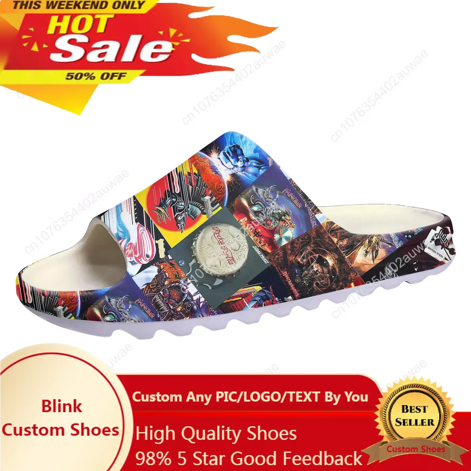 

Judas Priest Soft Sole Sllipers Home Clogs Step on Water Shoes Mens Womens Teenager Customize Bathroom Beach on Shit Sandals