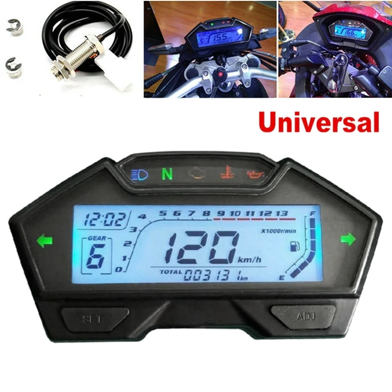 Motorcycle 13000RPM Speedometer Odometer Tachometer Fuel Level Display Motorcycle Meter