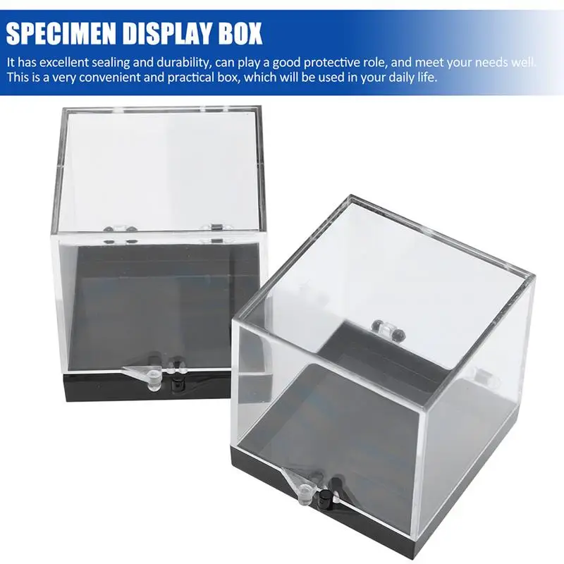 Plastic Container Specimen Case Boxes Clear Mineral Storage Rock Jewelry Coin Cube Acrylic Plastic Square Mini Gemstone Display