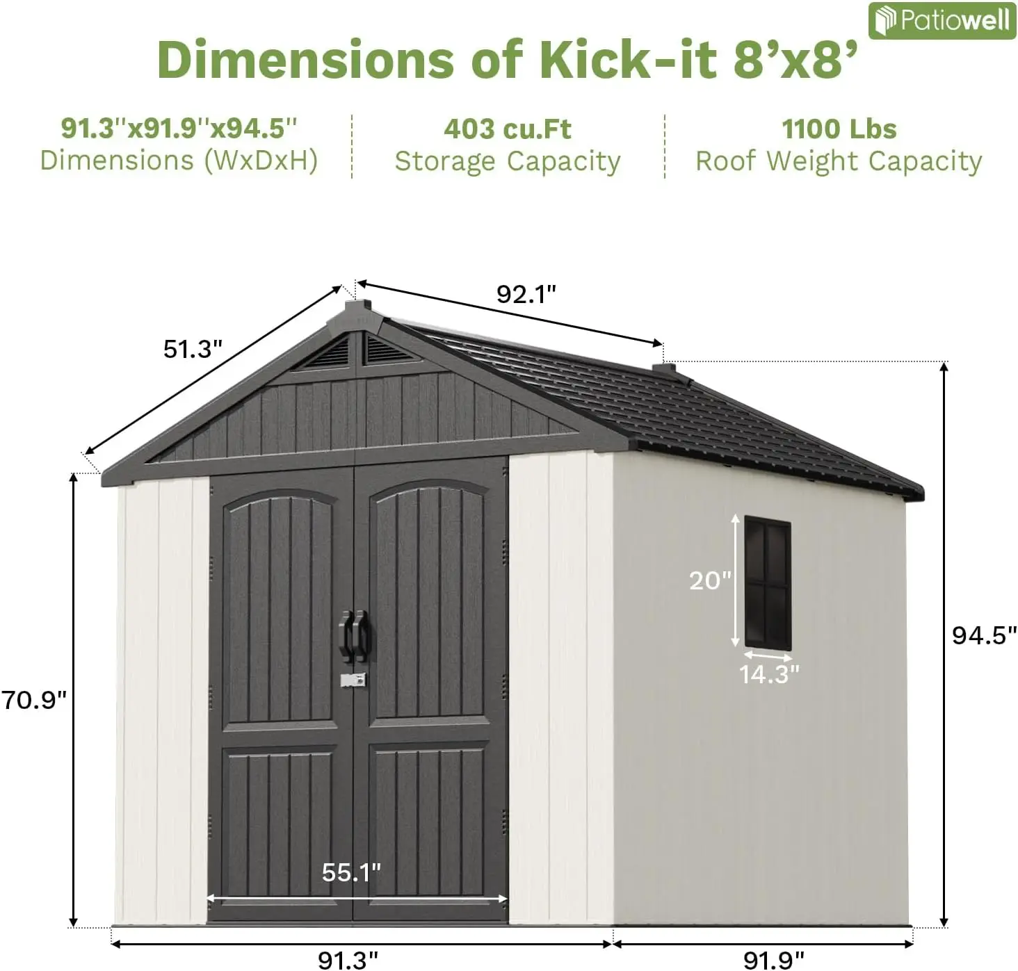 سقيفة تخزين خارجية من الراتنج مقاس 8 × 8 أقدام مع أرضية، سقيفة كبيرة مع باب خفيف وقابل للقفل للحديقة والفناء الخلفي واستخدام تخزين الأدوات