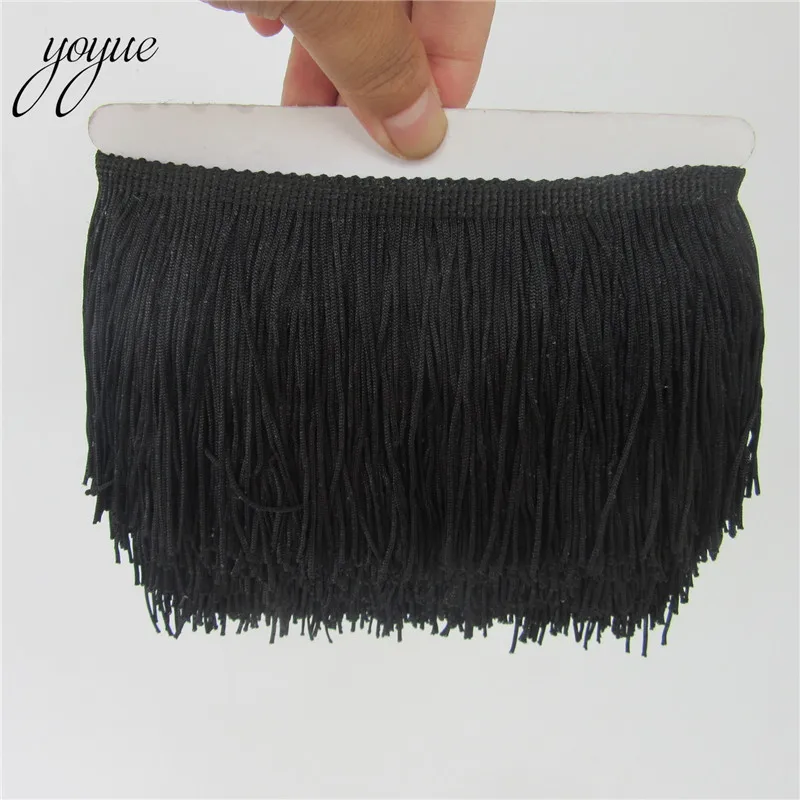 YOYUE 1Yard/lot 10CM Long Lace Fringe Trim Polyester Tassel Fringe Trimming Diy Latin Dress Stage Clothe Accessories Lace Ribbon