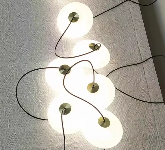 Modern Led staircase chandelier living room hanging light designer Villa duplex building oval string attic pendant lighting