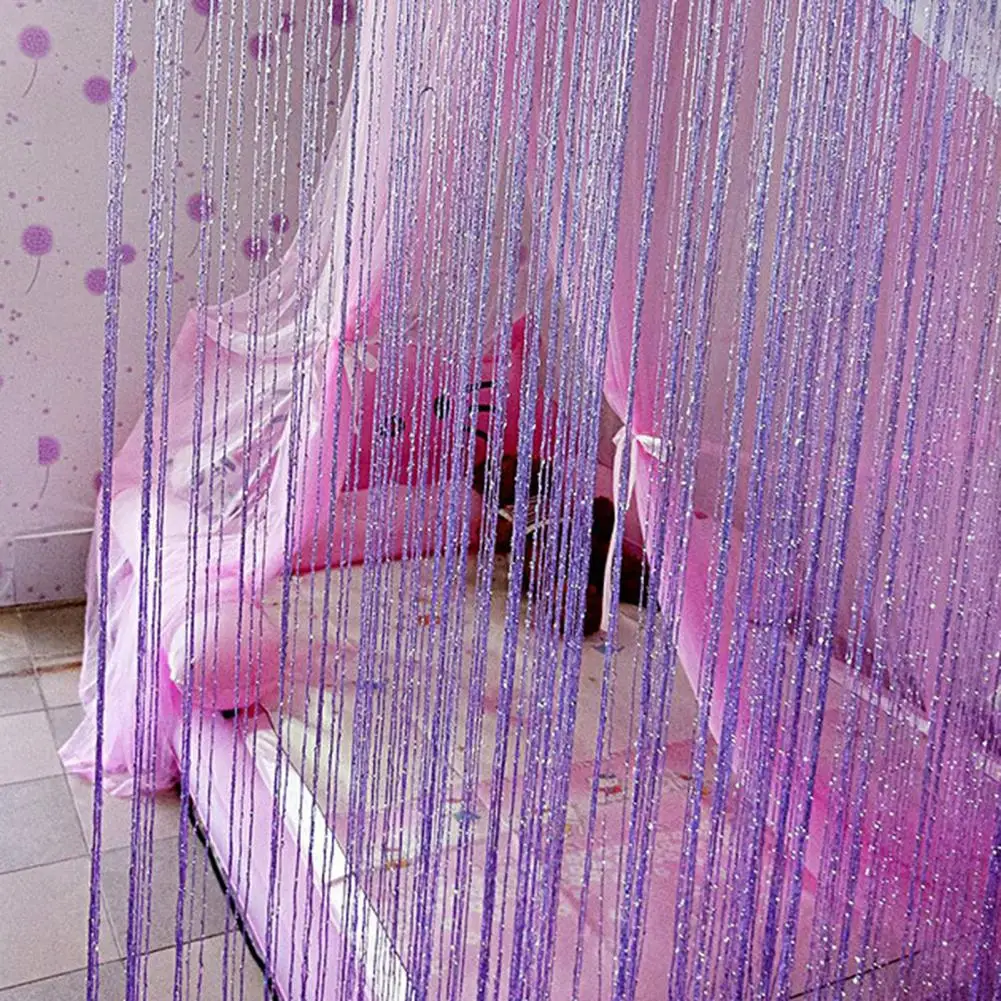 Door Strings Curtain Easy to Hang Door Curtain 2x1m Glitter Door String Curtains Decorative Tassel Fringe Panels for Bedroom
