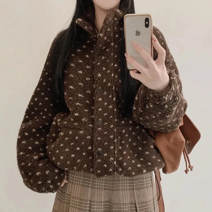 Colletto alla coreana in pelliccia di agnello foderato in cotone da donna Jaet coreano Sle primavera autunno inverno capispalla casual streetwear