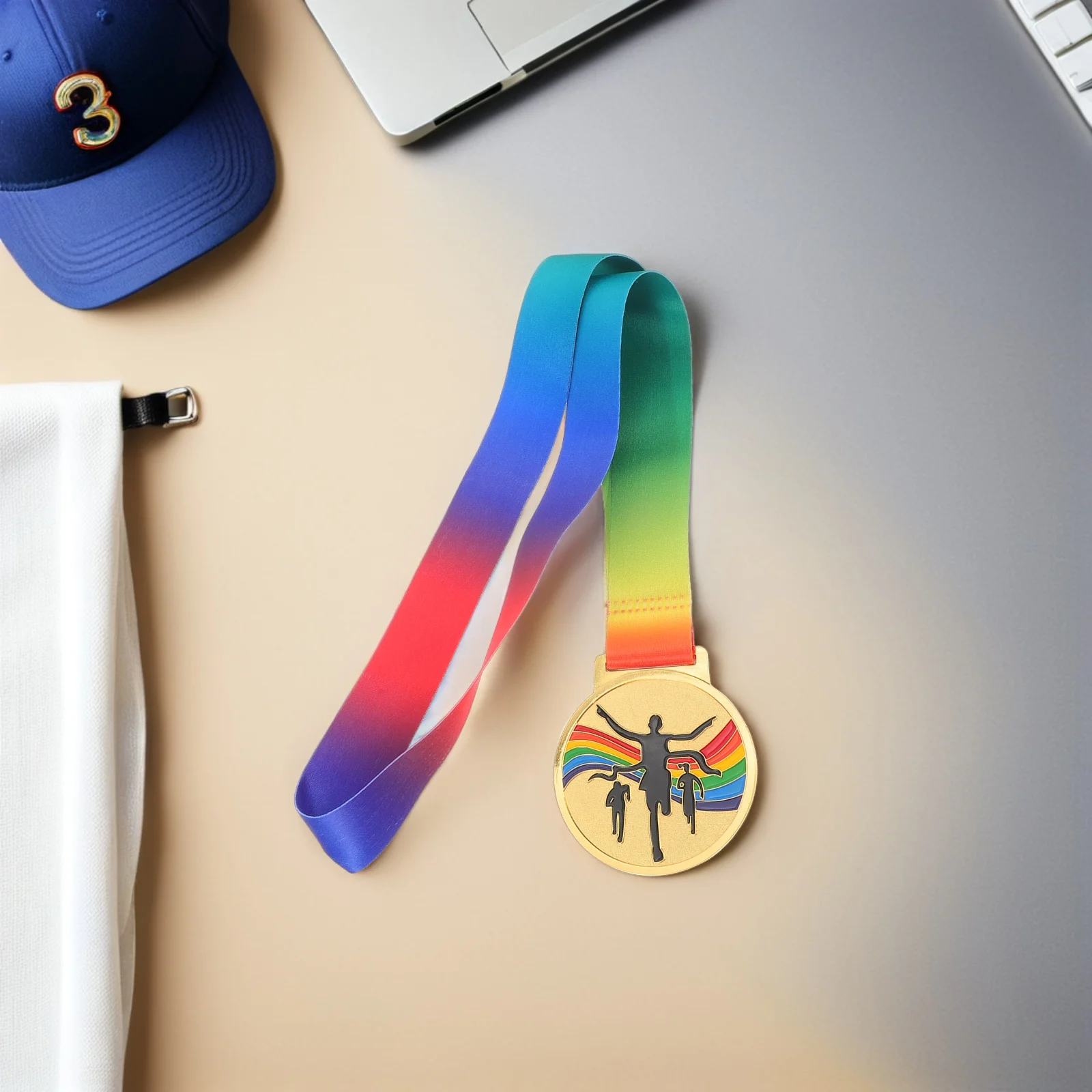 

Outdoor Marathon Medal with Custom Ribbon, Personalized Finisher Medals for Running Events, Marathon Awards for Participants