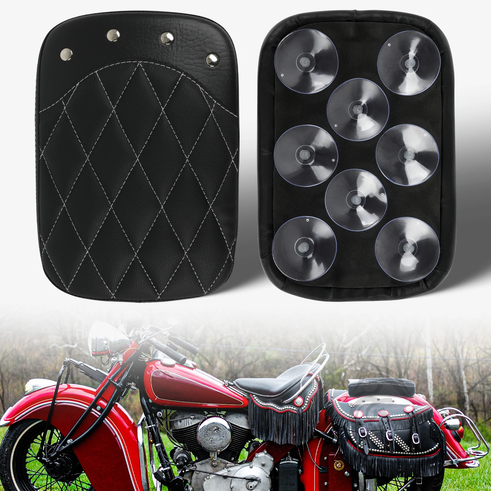 

Universal New Motorcycle Black Suction Cup Rear Pillion Passenger Pad Seat For Harley Dyna Sportster Bobber Chopper Cruiser 883