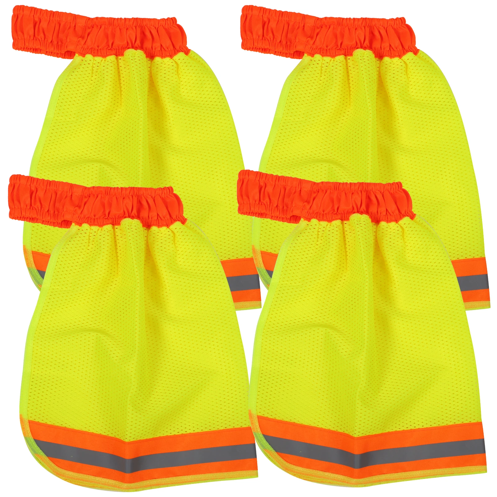

4Pcs Reflective Safety Full Brim Shield High Visibility Mesh Sunshade Cloth Neon ange Foldable Storage Work Accessories
