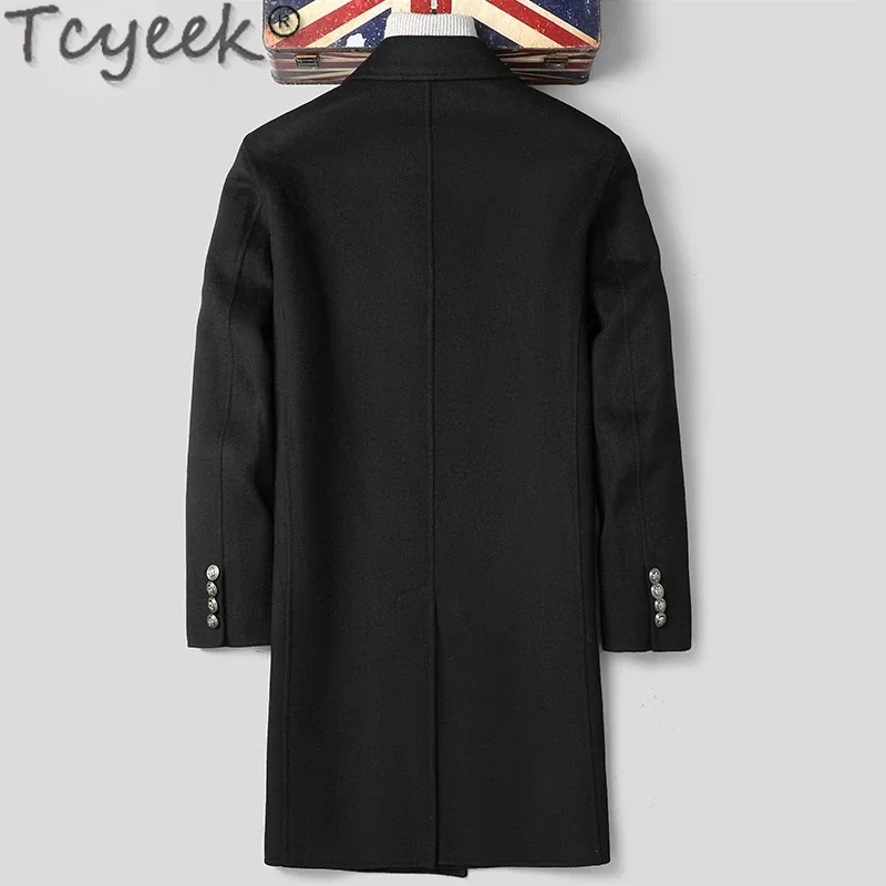 New Tcyeek Double-faced Woolen Coat Male Autumn Winter Mid-length 60% Wool Windbreaker Men's Clothing Casual пальто мужское