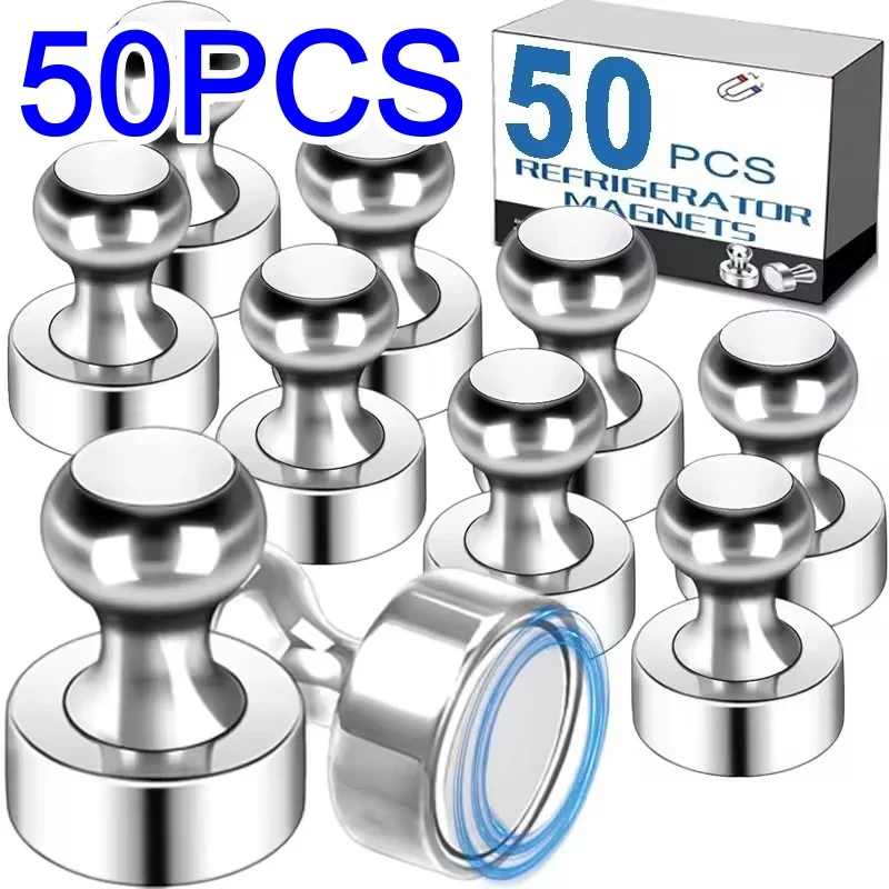 1-50Pcs Metal Strong Magnetic Pushpins Magnets Pin Whiteboard Fridge Thumbtack Power Magnet Sheets Push Pins for Office School