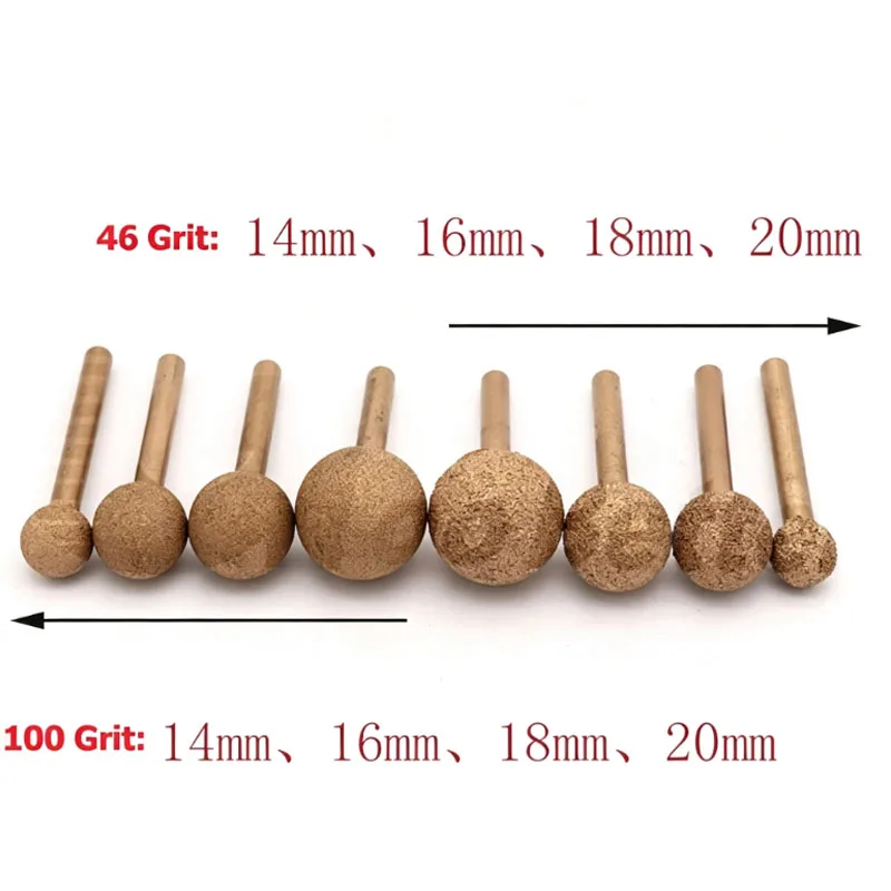 1Pcs 6mm Shank Ball Brazing Diamond Burr Grinding Polish Bit 12/14/16/18/20/25mm For Dremel Grinding Burr Engraving