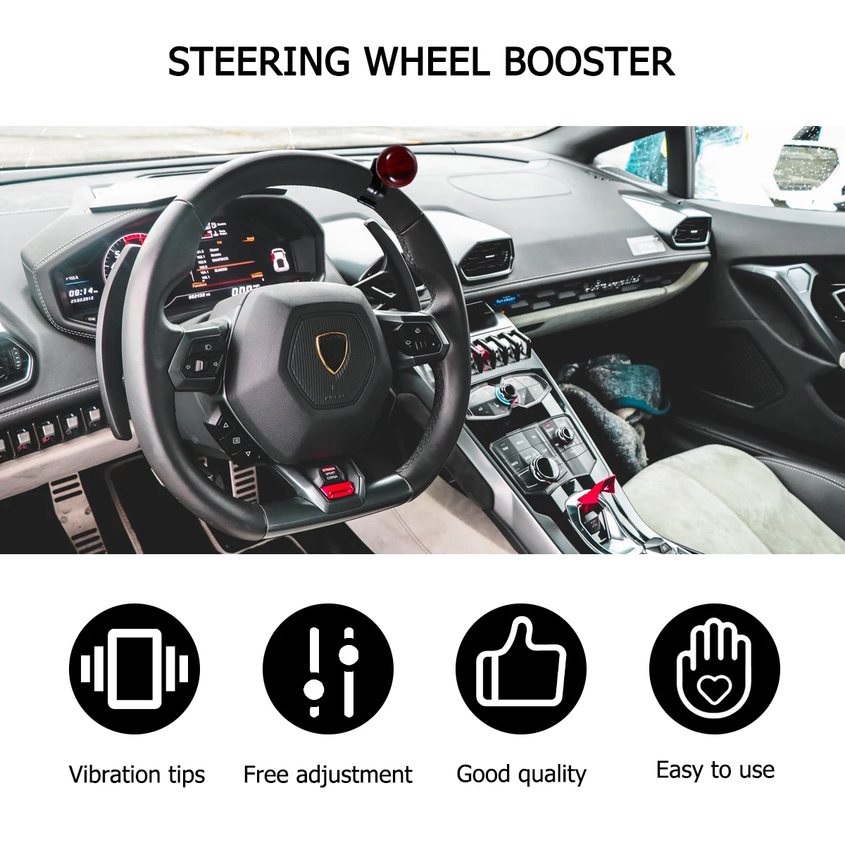 

1pcs Steering Wheel Knob Premium Wood Abs Car Torque Turning Handle Accessory For Car Steering Control Helper
