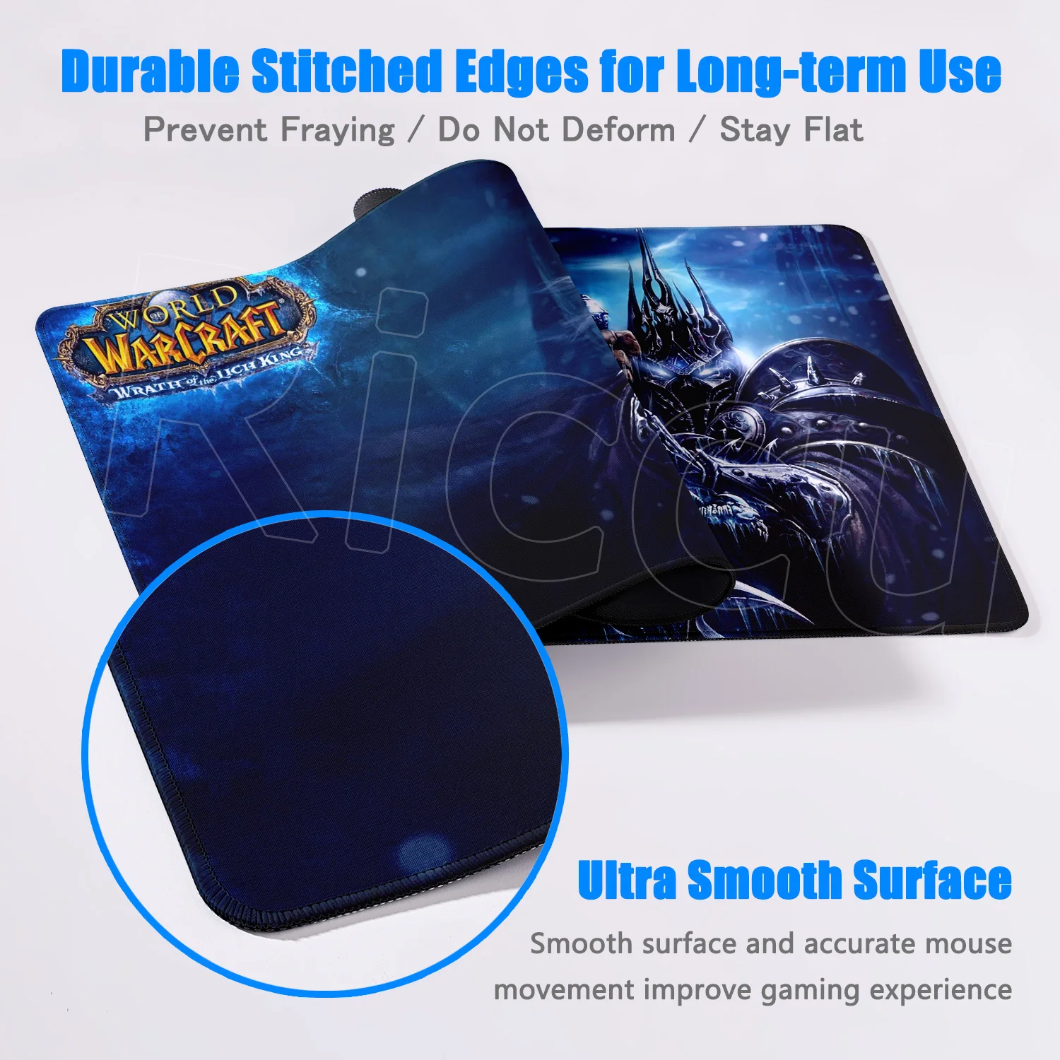 لوحة ماوس مطاطية مطبوعة عالية الدقة من World Of Warcraft كبيرة غير قابلة للانزلاق مقاس XXL Pc Gamer WOW لوحة طاولة Lich King لوحة مفاتيح وماوس