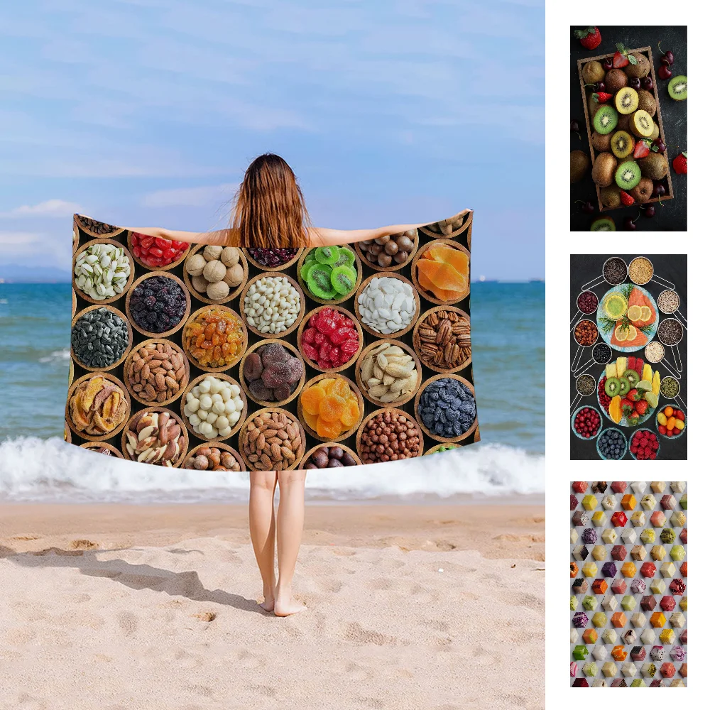

Fruit food Microfiber Beach Towel Absorbent Quick dry Soft Yoga Swimming Resort Mountain Climbing Towel