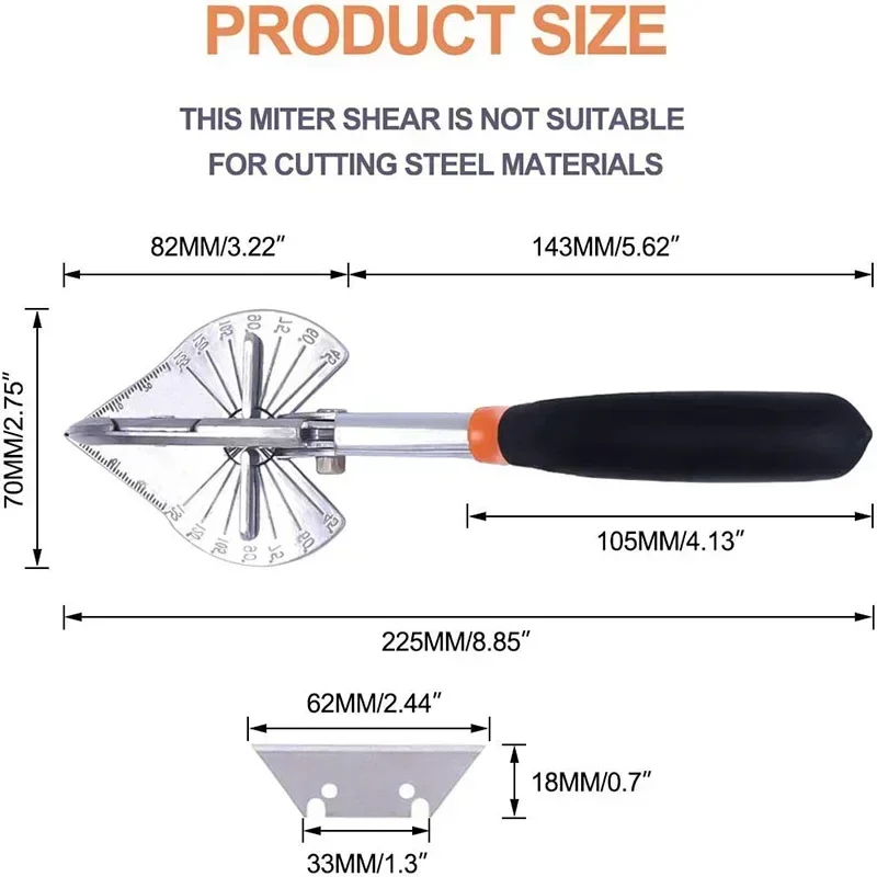 Multifunctional Miter Shear Cutter Adjustable At 45 To 135 Degree Hand Tools for Cutting Soft Wood, Plastic Projects with Blades