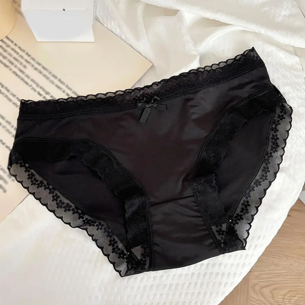 얼음 실크 레이스 팬티 여성을위한 원활한 솔리드 속옷 섹시한 울트라 얇은 통기성 팬티 소녀 부드러운 투명 란제리