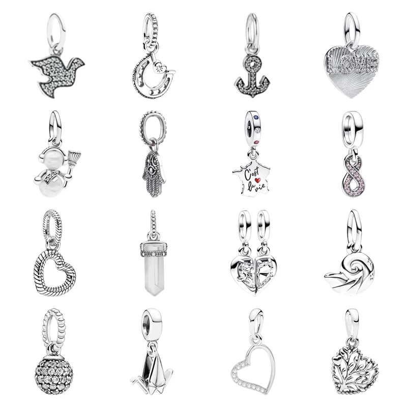 هدايا مجوهرات جديدة يمكنك صنعها بنفسك متألقة قابلة للانفصال للشمس والقمر لاكي ستار وقلب شجرة عائلية على شكل فراشة خرز ساحر يناسب السوار الأصلي