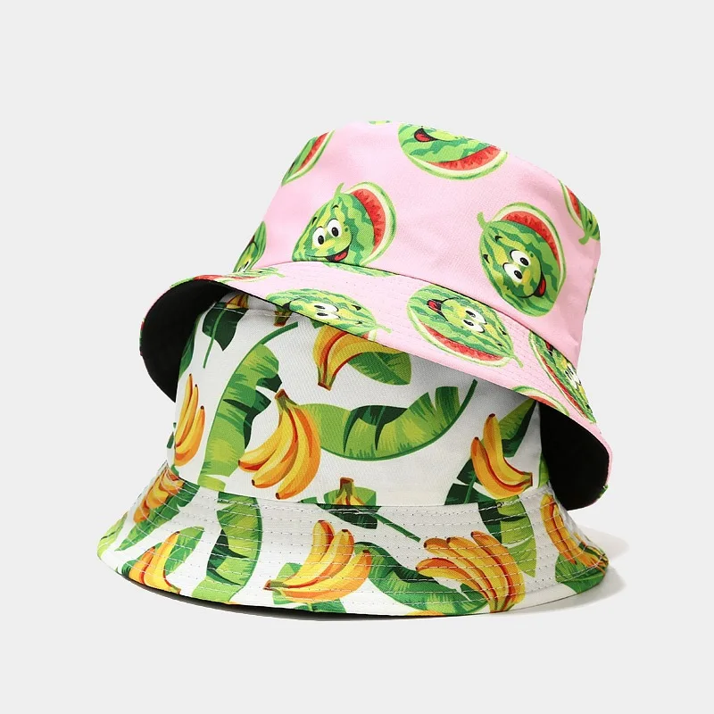 Kreative bedruckte Eimerkappe mit Fruchtmuster, Unisex, Freizeit-Fischerhut für den Außenbereich, Sommer-Strand-UV-Schutz-Sonnenhut, Panama-Bob – Detail 13
