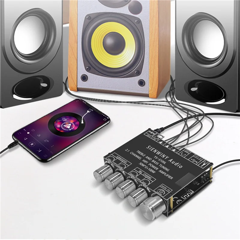 Y22A-YS-S100L Bluetooth 5.0 Subwoofer Amplifier Board 2.1 Channel Audio Amplifier Board Module Digital Power Amplifier Board