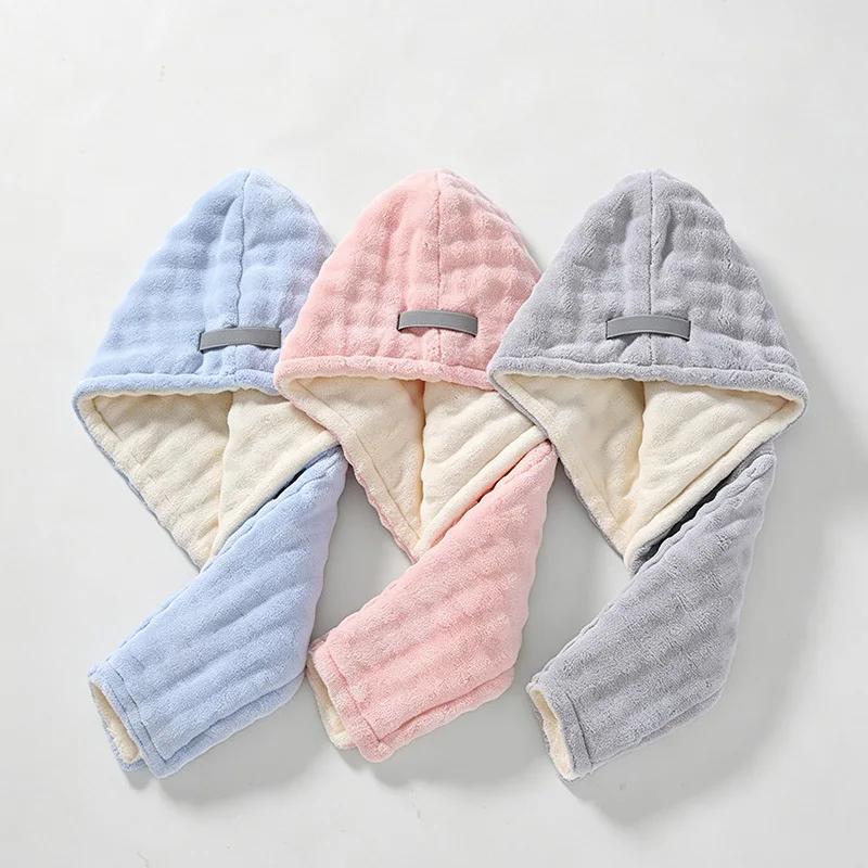 Double Layered Thick Bubble Velvet Dry Hair Cap Absorbent Quick Drying Dry Hair Towel Wrapped for Long Hair Shower Cap for Use