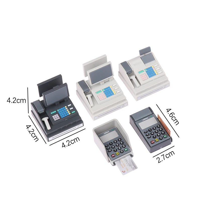 1Set Poppenhuis Scène Decoratie Bankkaart Machine Scanner Model Speelgoed Voor Financieel Thema Poppenhuizen